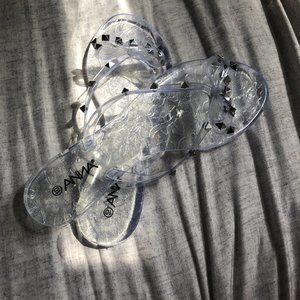 Rock stud, Clear bow, Jelly Thong Sandals